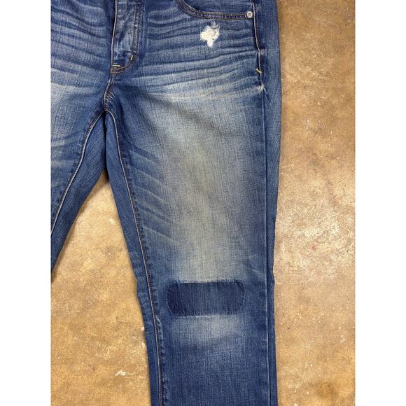 American Eagle Button-fly Boy Crop Jeans Women’s 10 Patch Distressed Medium Wash - Picture 4 of 10